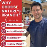 NATURE'S BRANCH cápsulas en mano para ver tamaño y facilidad de deglución