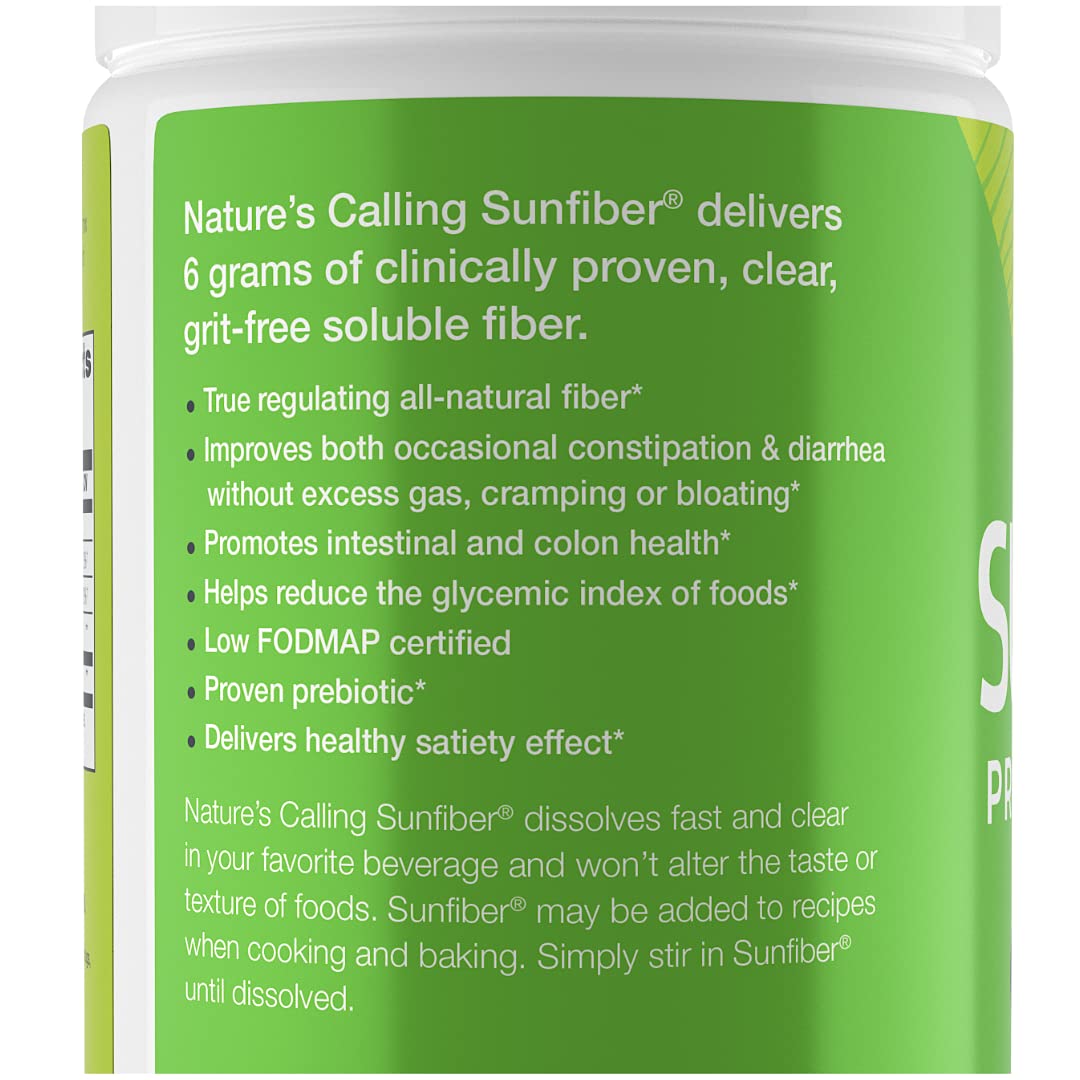 NATURE'S CALLING lista de ingredientes con Sunfiber para soporte prebiótico