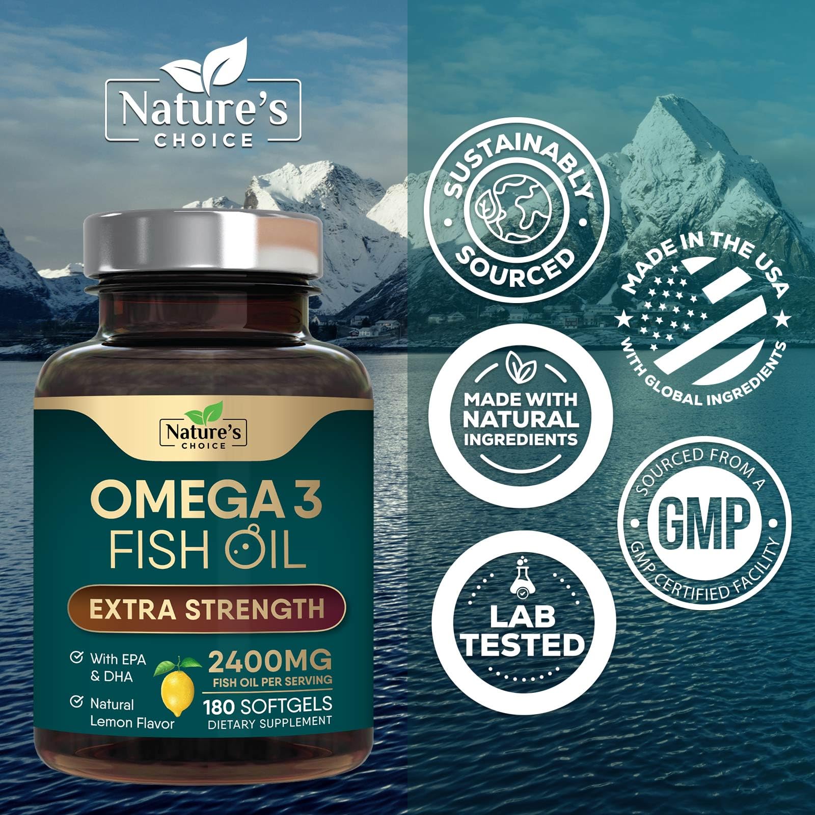Nature's Choice persona tomando softgel, uso fácil y sin regusto