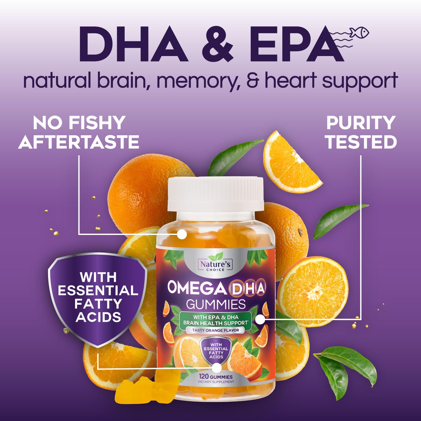 Nature's Choice etiqueta nutricional mostrando dosis y concentración de omega‑3