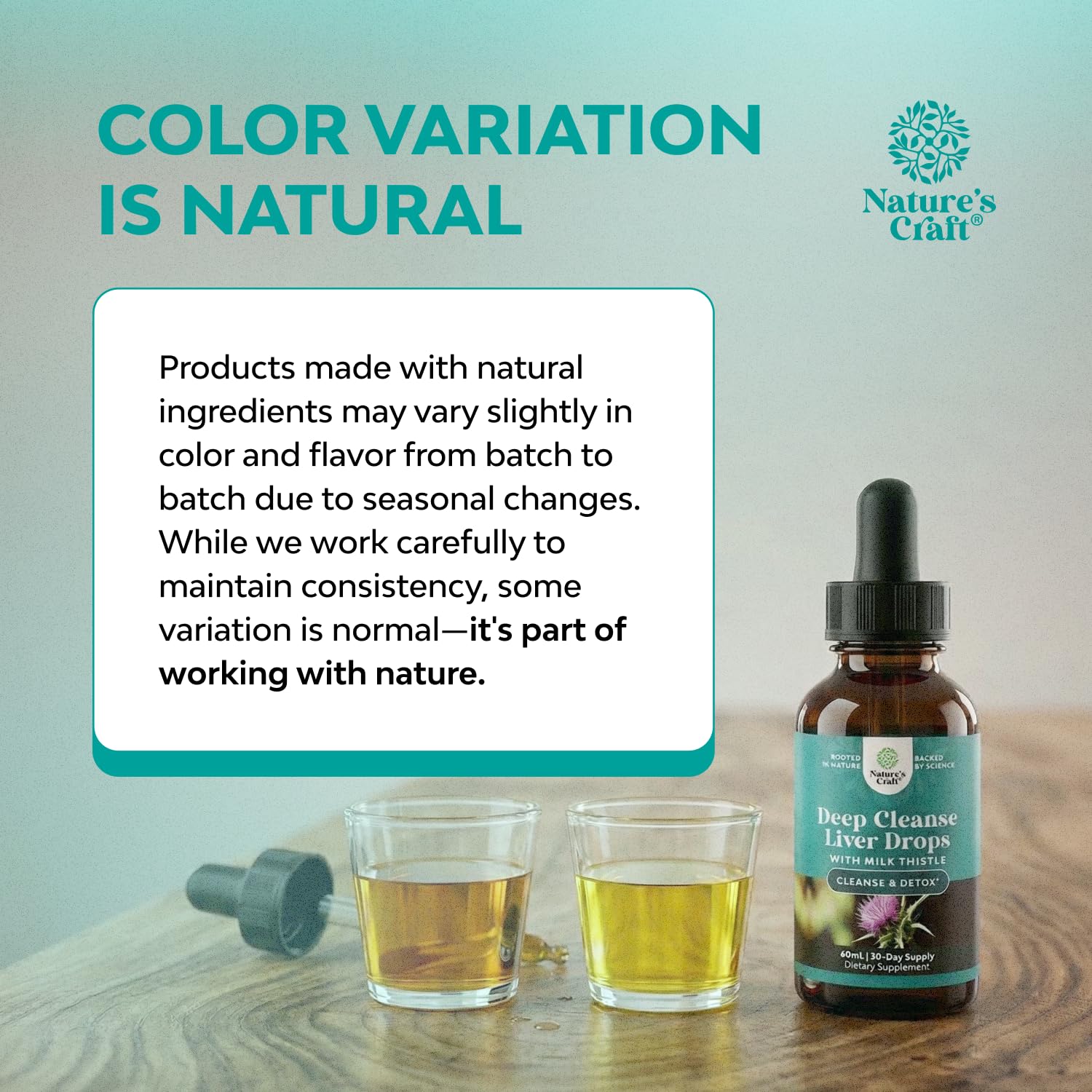 Nature's Craft etiqueta legible con ingredientes clave para confianza en el producto
