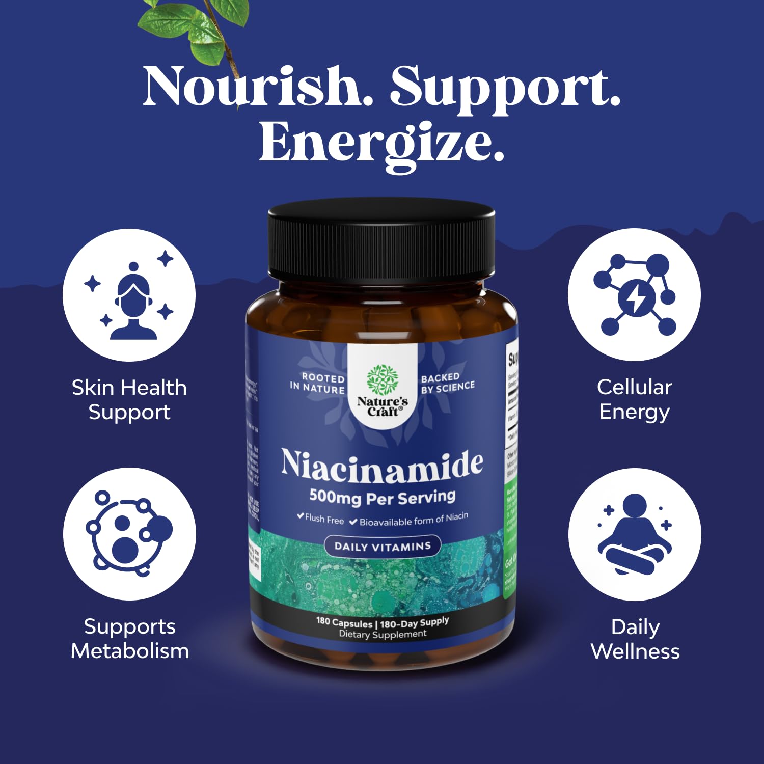 Natures Craft etiqueta de producto destacando información de 500 mg y pureza