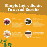 Natures Craft etiqueta legible con ingredientes clave y beneficios nutricionales