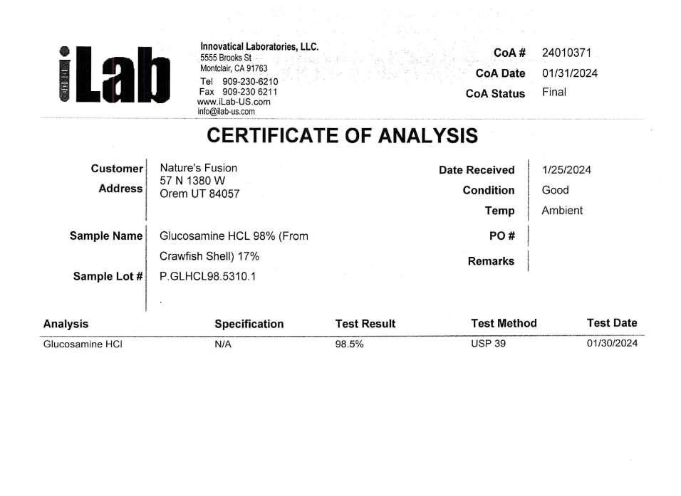 Nature's Fusions sello de pruebas de terceros y certificación GMP como garantía
