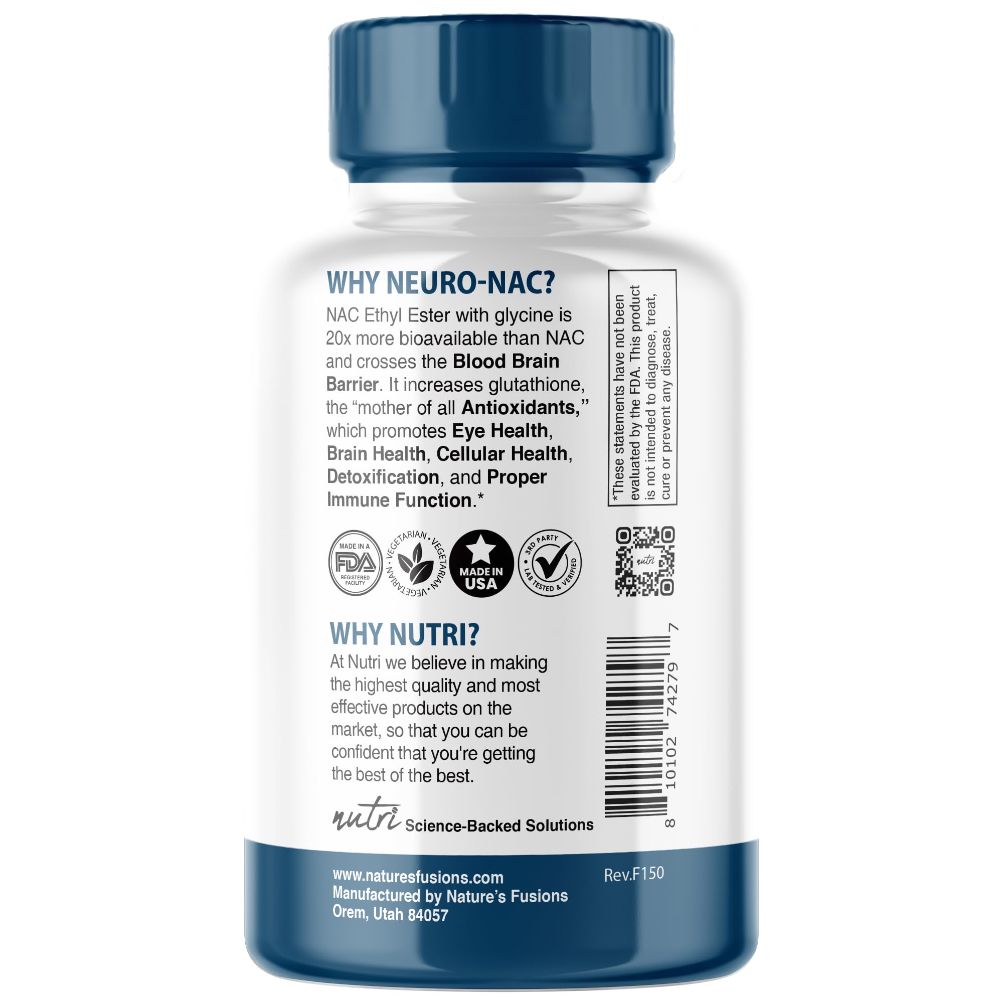 Nature's Fusions etiqueta con información nutricional clara y completa
