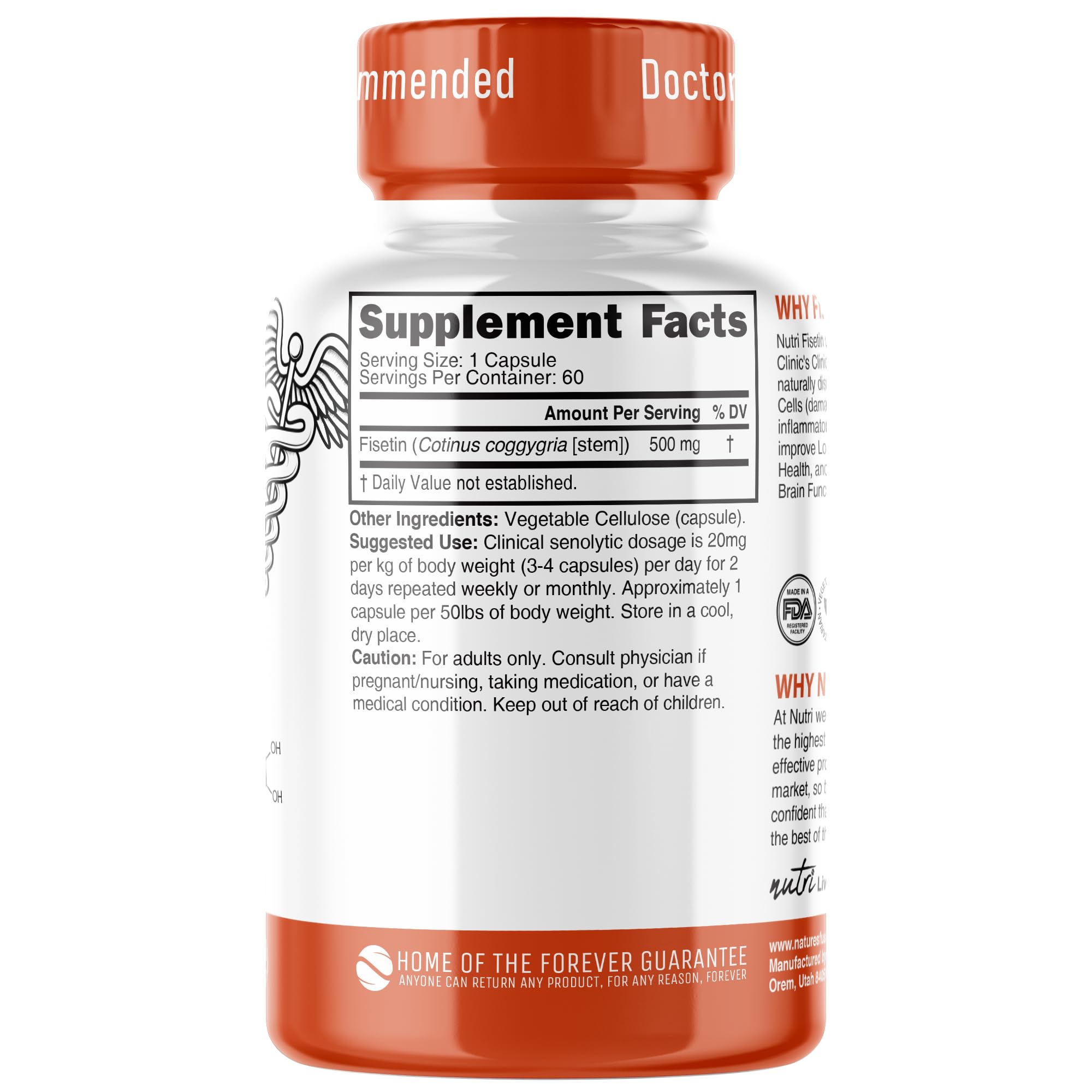 Nature's Fusions etiqueta nutricional en detalle con certificación de pruebas