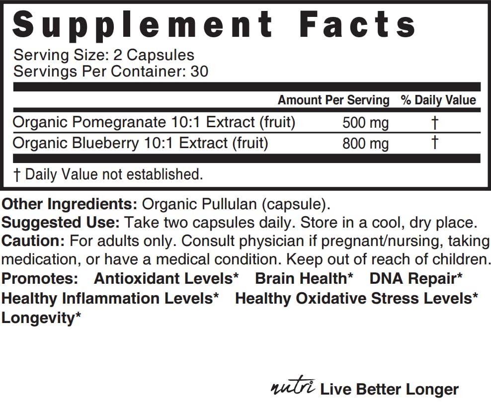 Nature's Fusions etiqueta nutricional visible con concentraciones 10:1