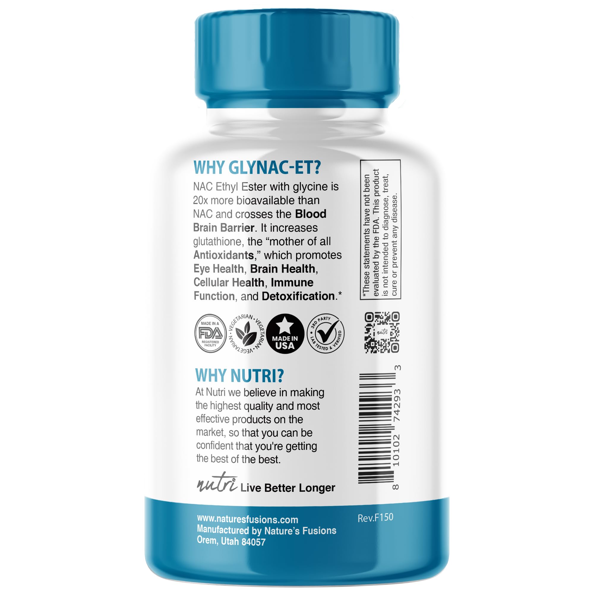 Nature's Fusions etiqueta nutricional legible con ingredientes y dosis