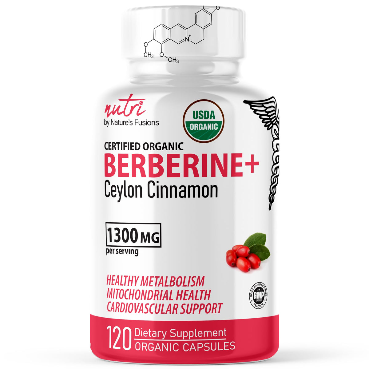 Nature's Fusions frasco delantero mostrando etiqueta y beneficios claros