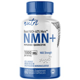 Nature's Fusions frasco frontal del suplemento NMN mostrando diseño y aporte 1000 mg