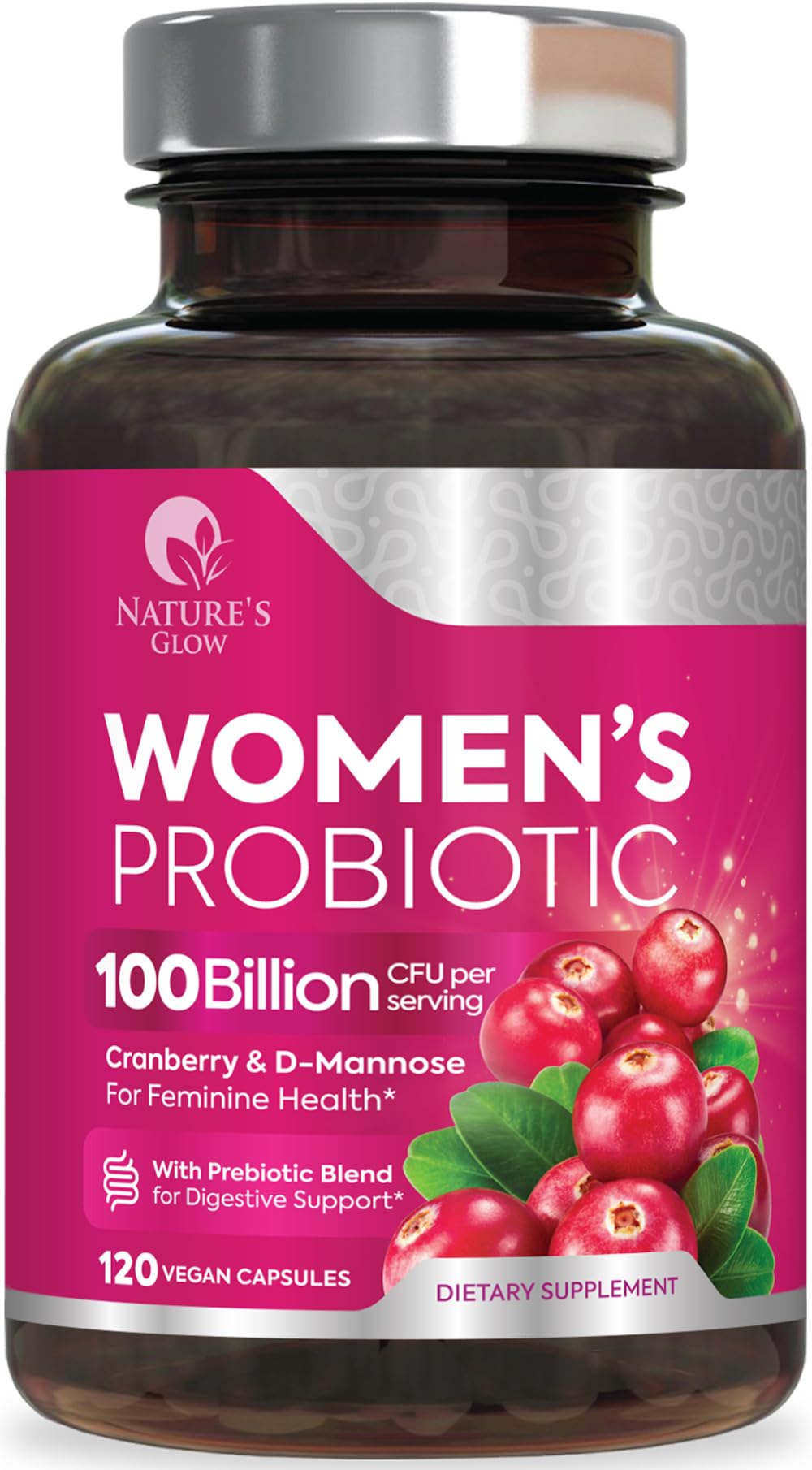 Nature's Glow frente del envase mostrando beneficios clave