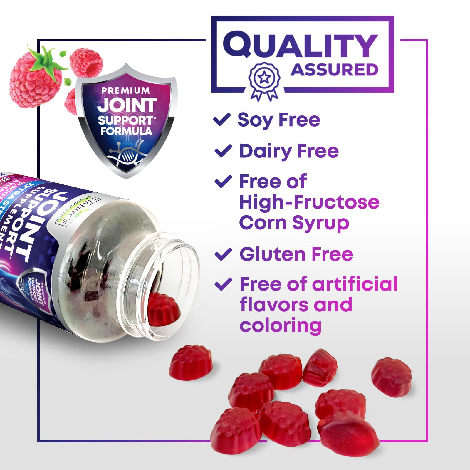 Nature's Gummies gomitas en uso por persona activa, apoya movilidad