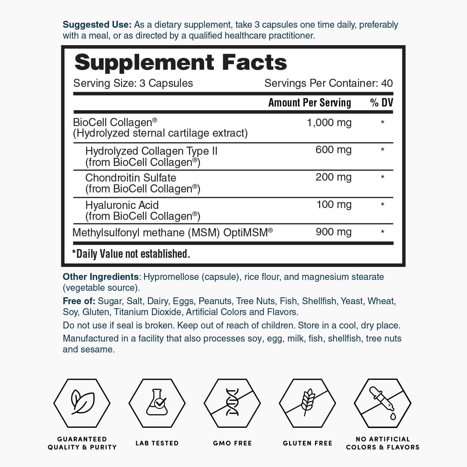Nature's Lab representación de BioCell Collagen y MSM, beneficio formulación absorbible