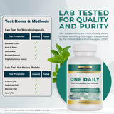 Nature's Lab etiqueta nutricional detallada que muestra dosis y formas