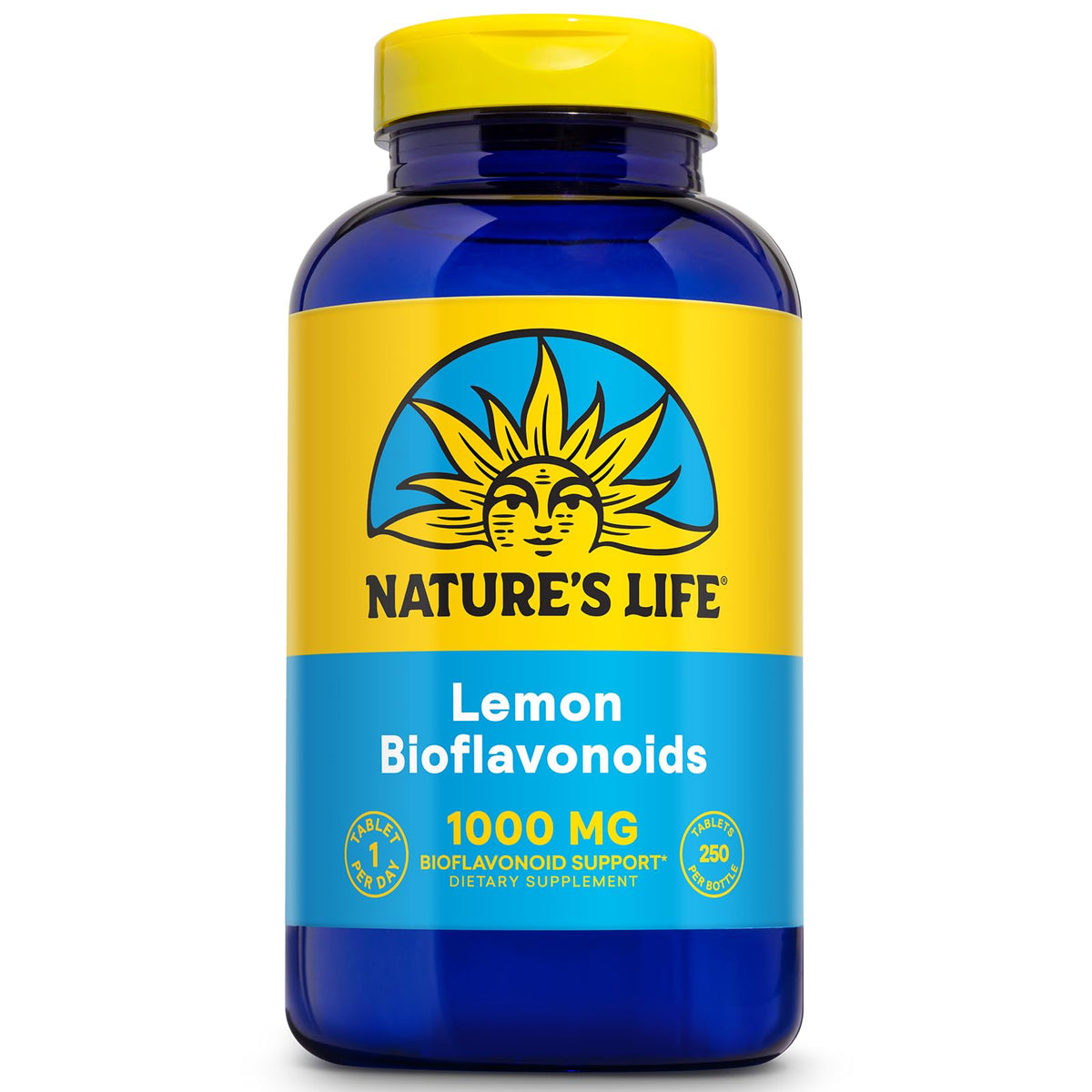 Nature's Life frasco frontal de Lemon Bioflavonoids mostrando el envase y cantidad