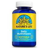 Nature's Life frasco frontal mostrando 120 softgels y beneficio de complemento diario