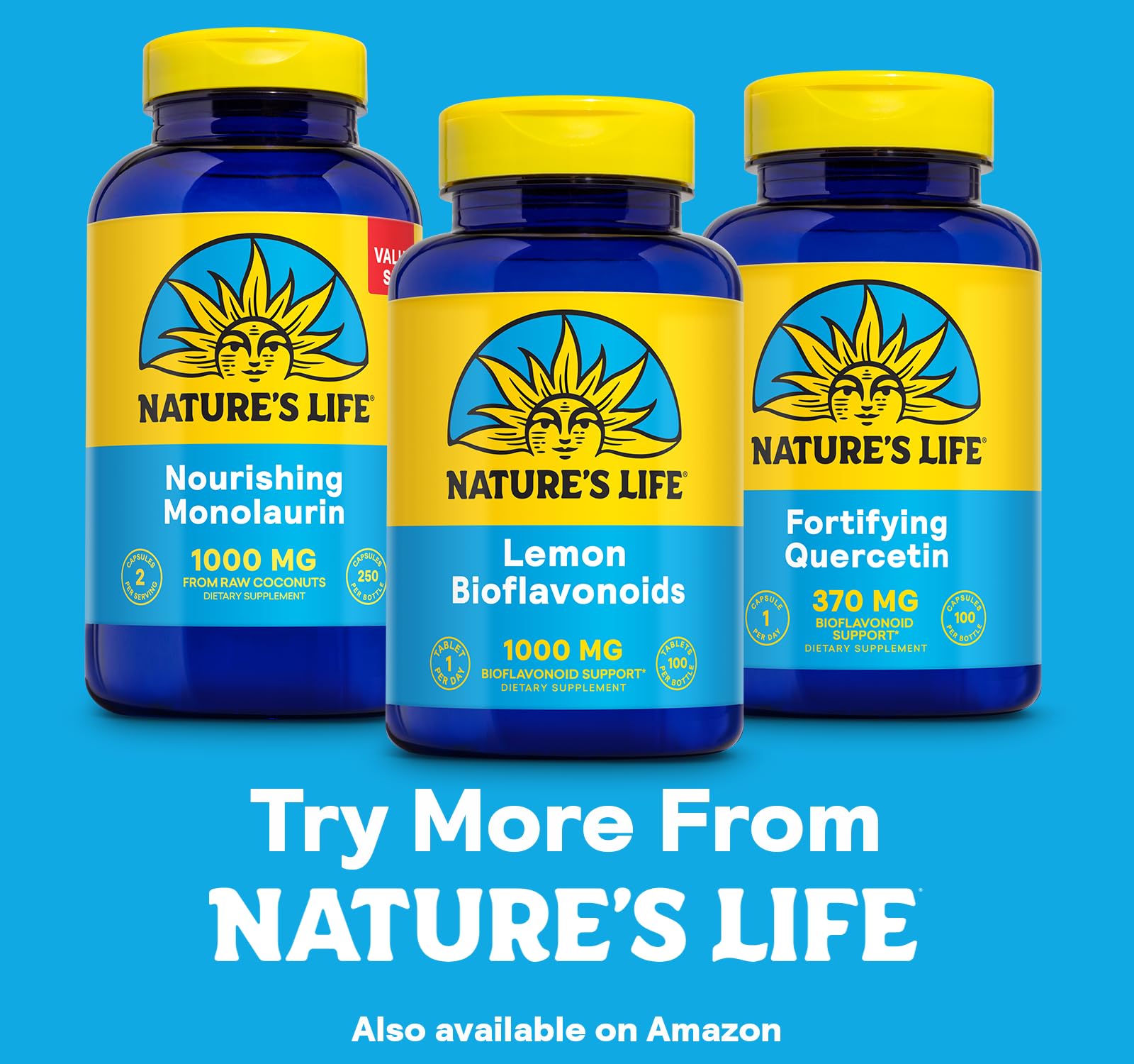 Nature's Life producto junto a una bebida mostrando uso práctico diario