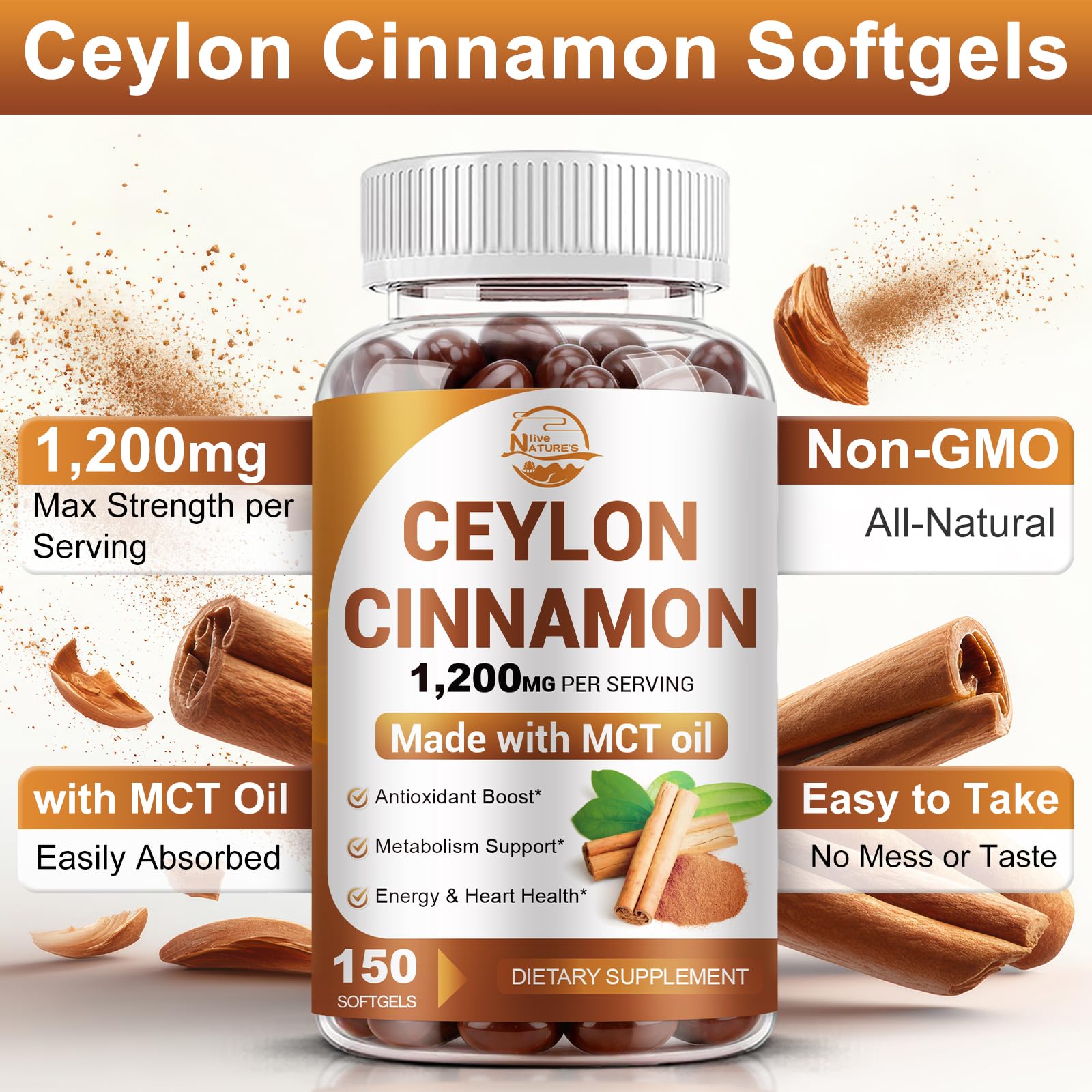 Nature's live detalle de polvo de canela Ceylon que muestra pureza y textura fina