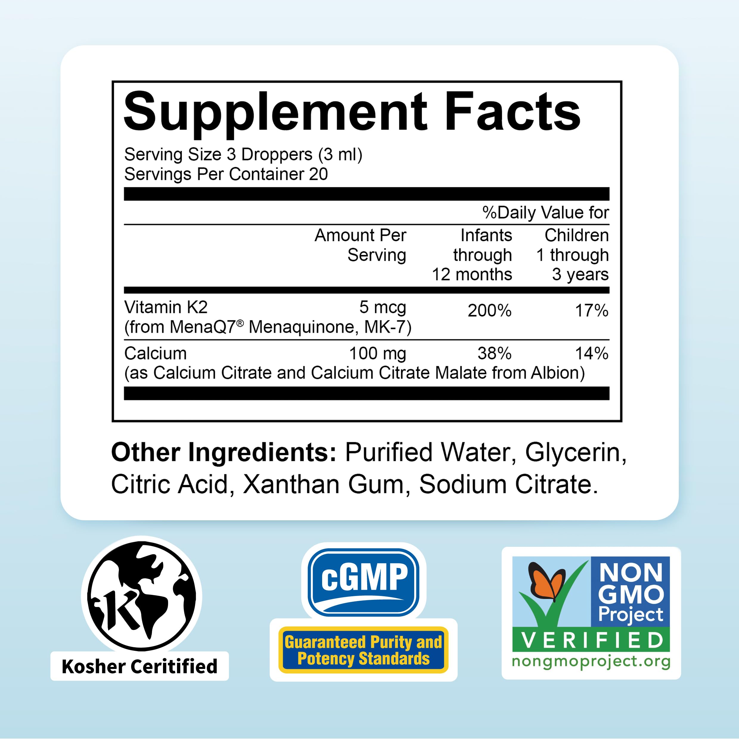 Nature's Nutra etiqueta con ingredientes y beneficios para seguridad del padre