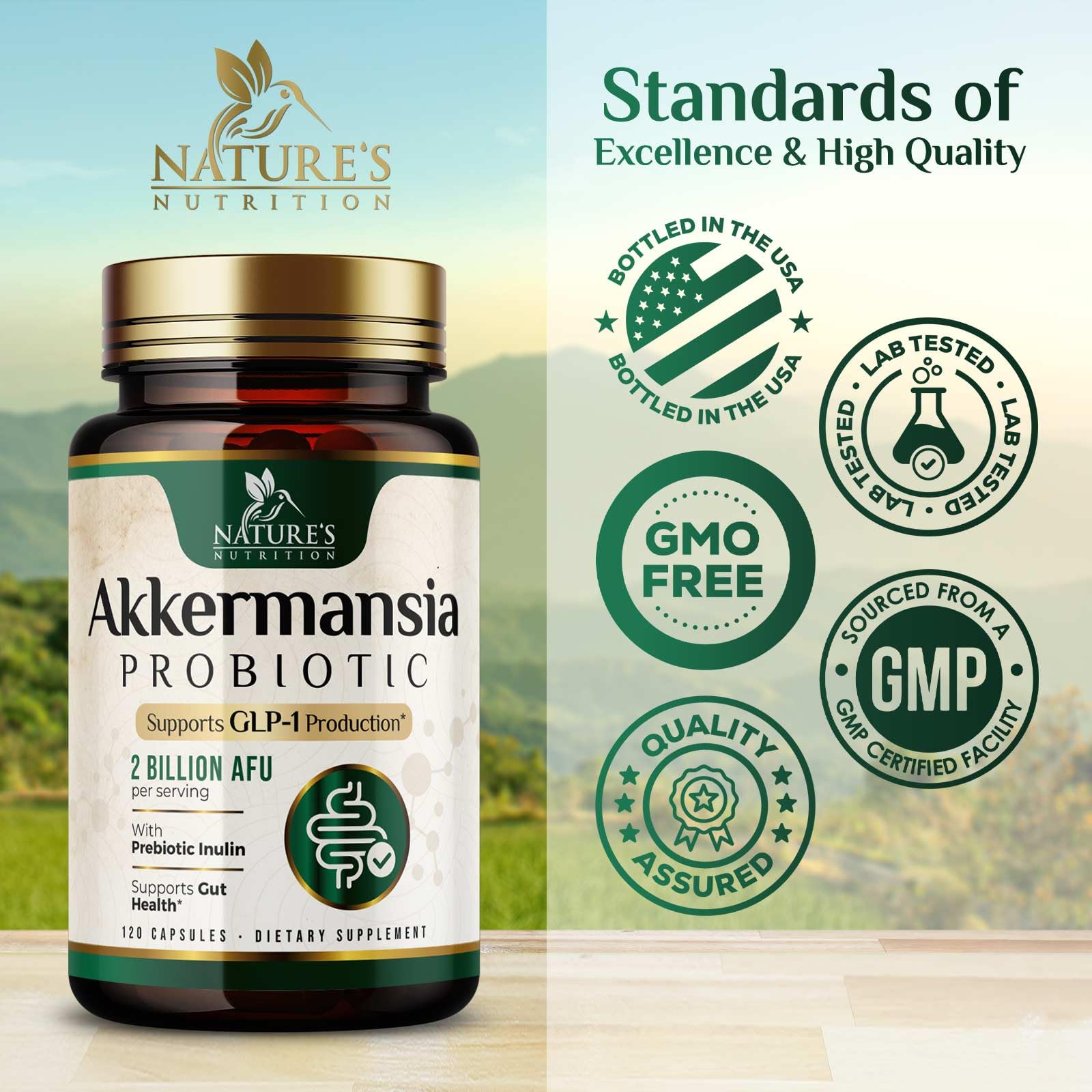 Nature's Nutrition etiqueta con información de AFU y procedencia