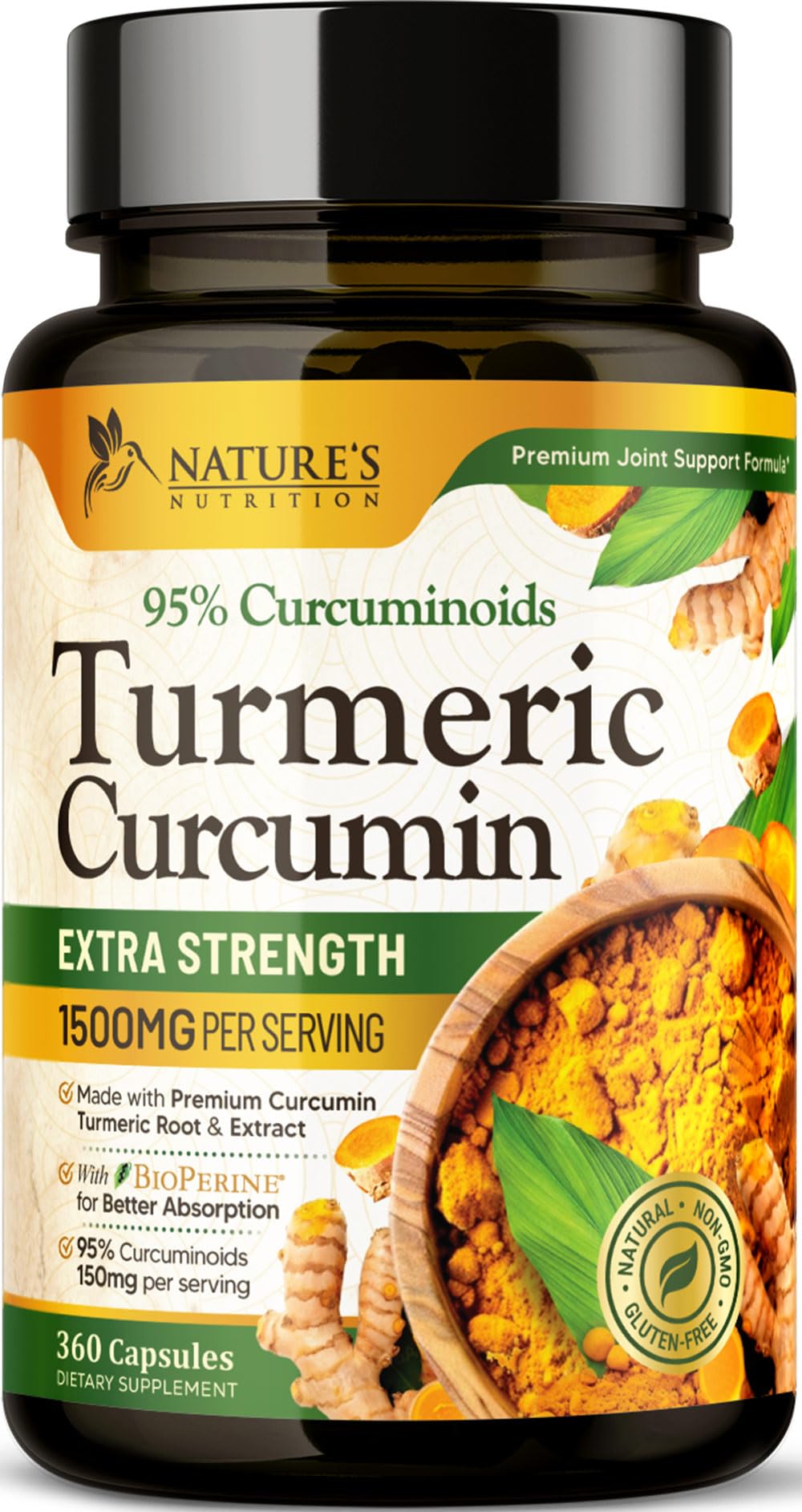 Nature's Nutrition frasco frontal mostrando label y beneficio de alta concentración
