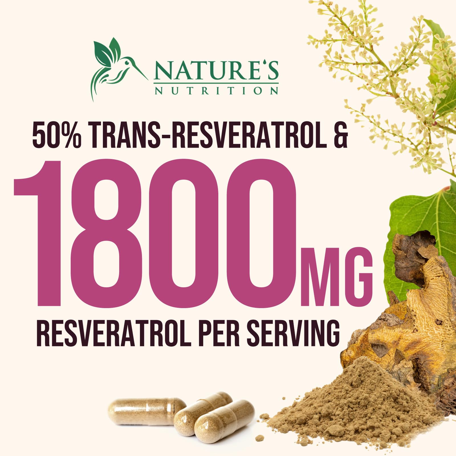 Nature's Nutrition cápsula en mano para mostrar tamaño y facilidad de ingestión