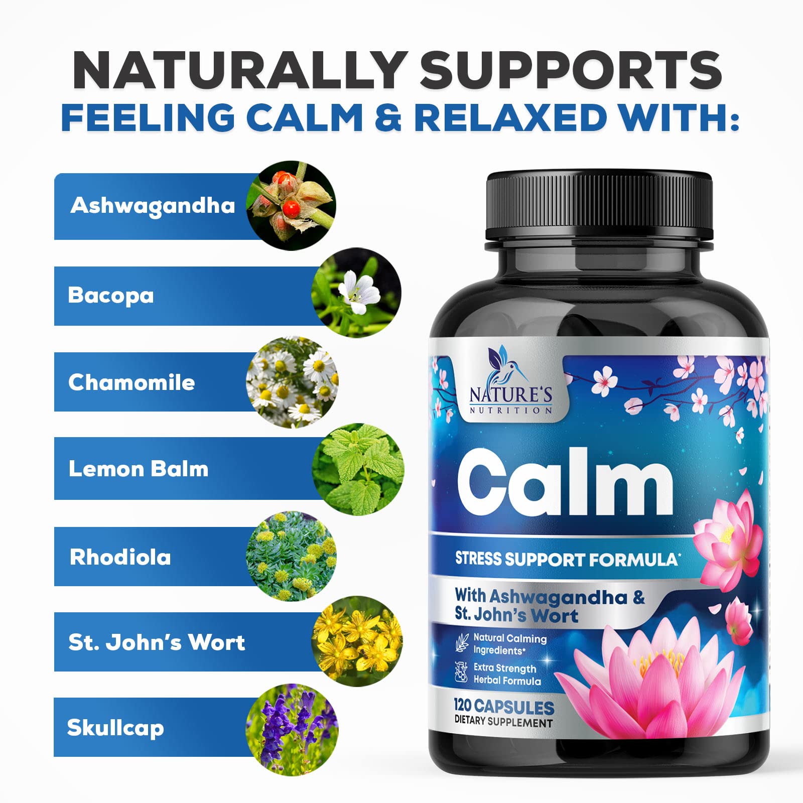 Nature's Nutrition cápsula en mano para valorar tamaño y dosis