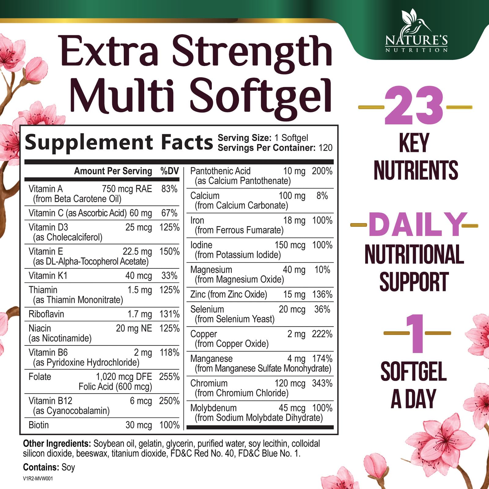 Nature's Nutrition primer plano de un softgel resaltando textura y absorción