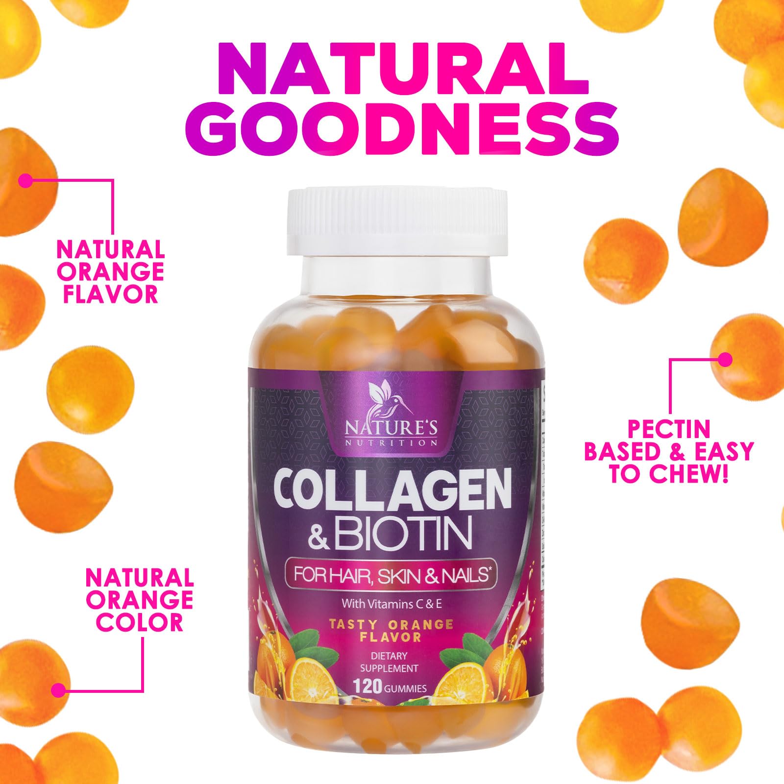 Nature's Nutrition ingredientes: vitaminas C y E y zinc para apoyo antioxidante