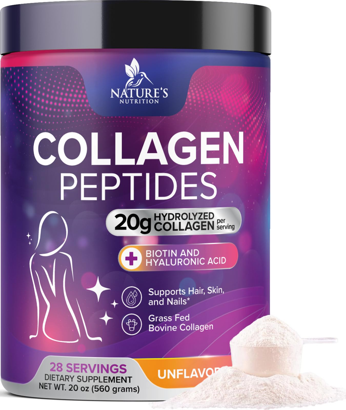 Nature's Nutrition envase frontal mostrando el producto y beneficios