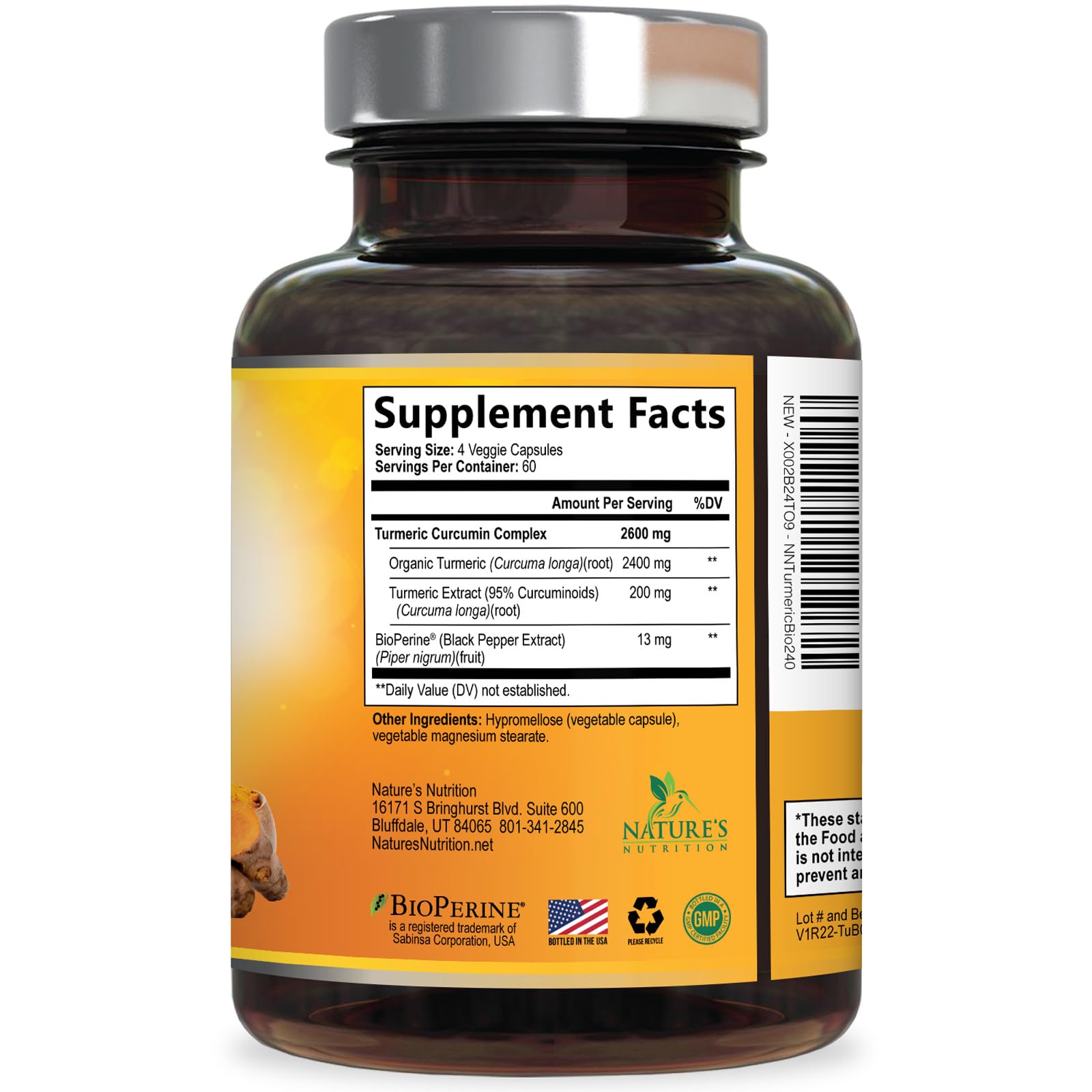 Nature's Nutrition frasco comparado en mesa para indicar volumen del producto