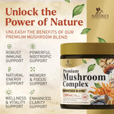Nature's Nutrition escala junto a una taza para mostrar tamaño y cantidad por ración