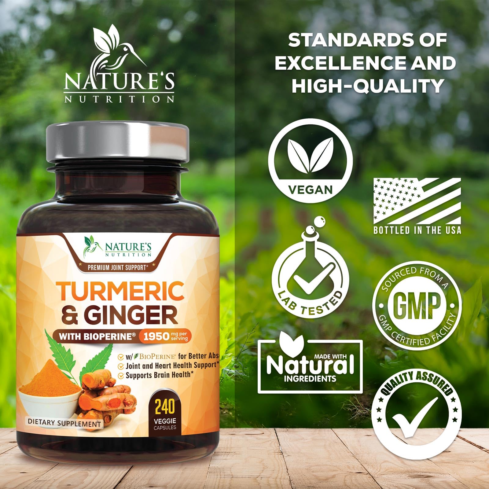 Nature's Nutrition comparación de tamaño con moneda para visualizar cantidad