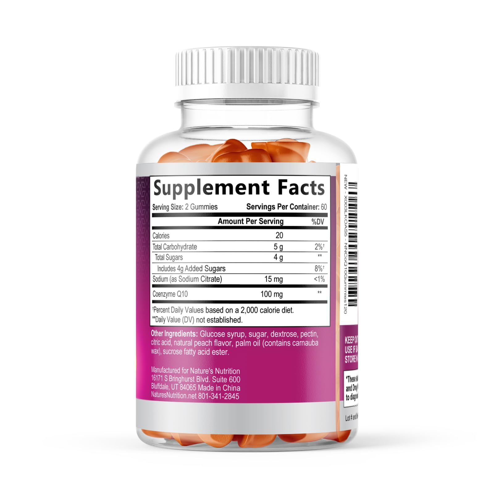 Nature's Nutrition etiqueta con sello cGMP indicando control de calidad