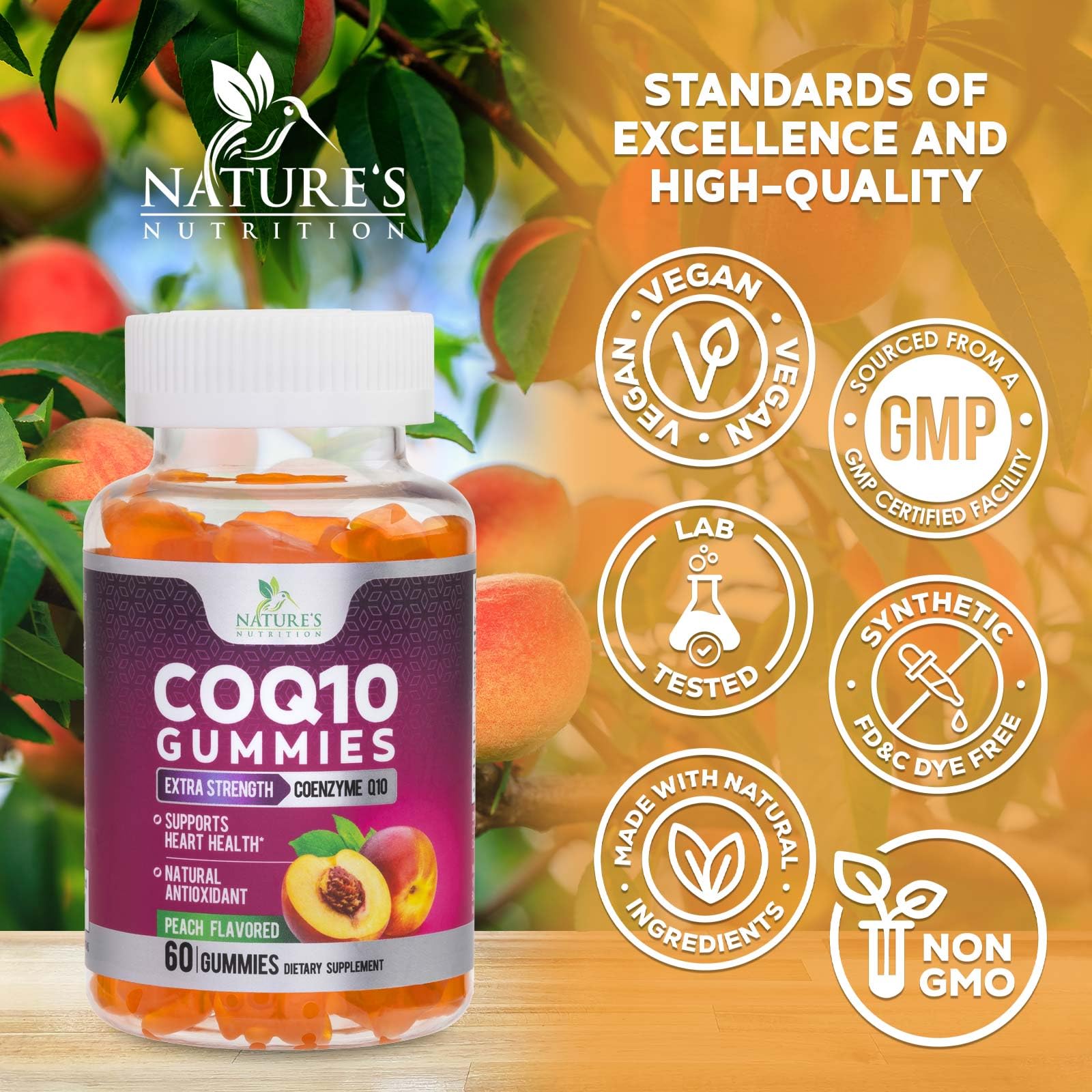 Nature's Nutrition gomita en mano demostrando tamaño fácil de masticar