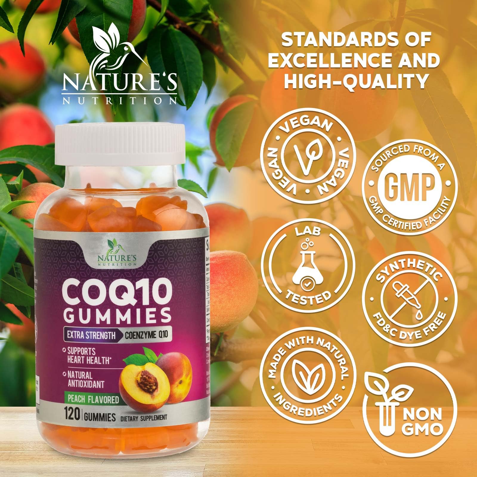 Nature's Nutrition etiqueta con lista de ingredientes y certificaciones visibles