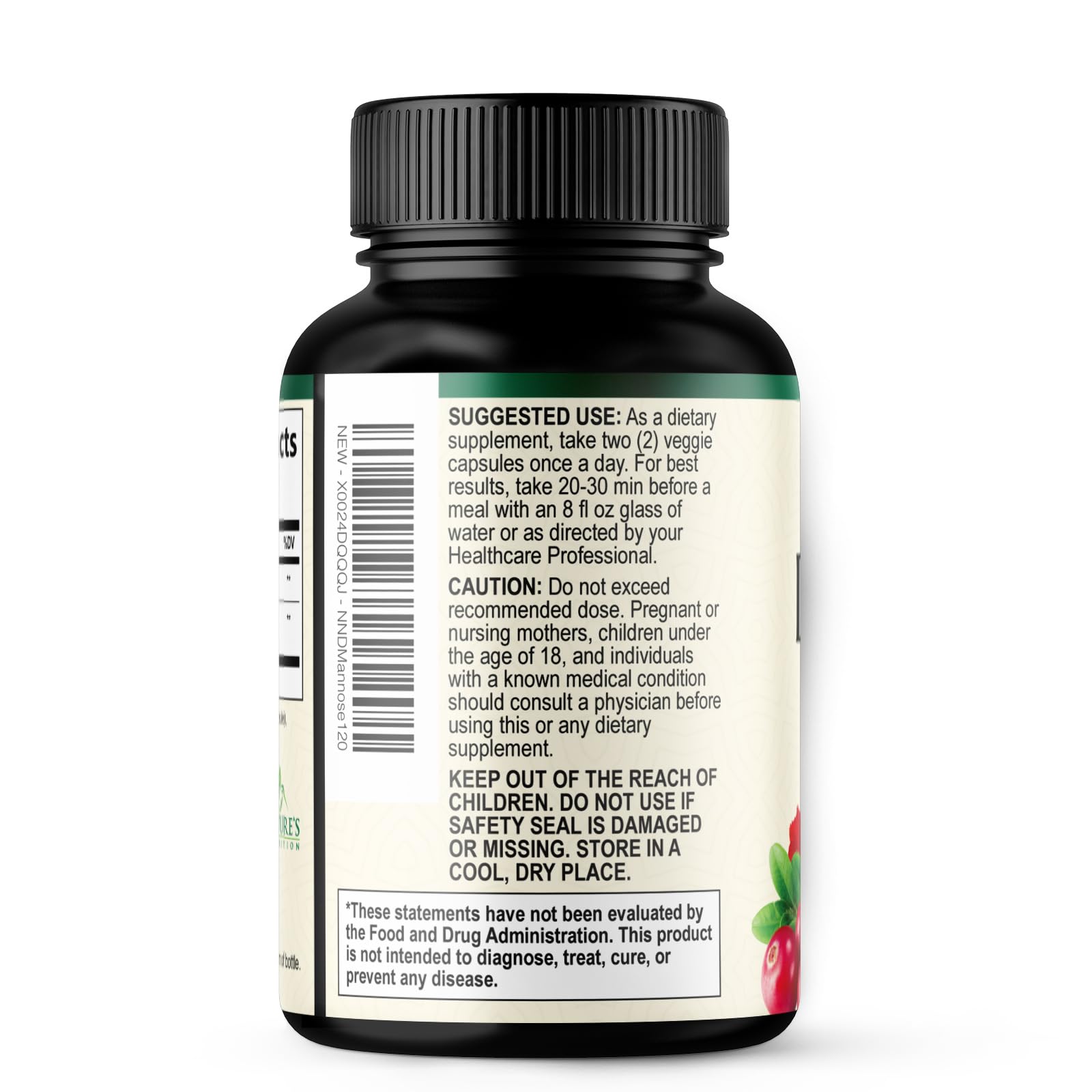 Nature's Nutrition botella abierta con cápsulas disponibles para tomar