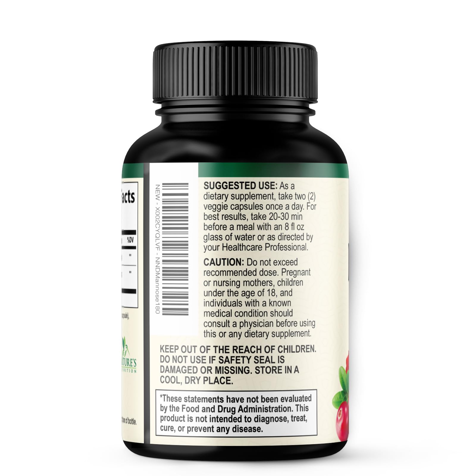 Nature's Nutrition comparativa de tamaño con objetos cotidianos para escala