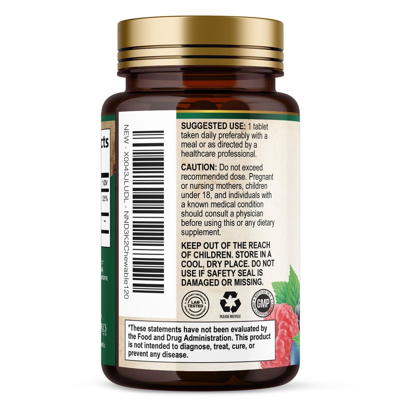 Nature's Nutrition bote abierto mostrando contenido y facilidad de almacenamiento