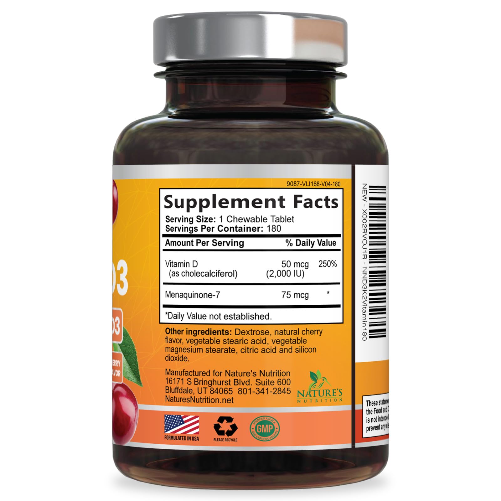 Nature's Nutrition etiqueta nutricional con dosis clara y beneficios
