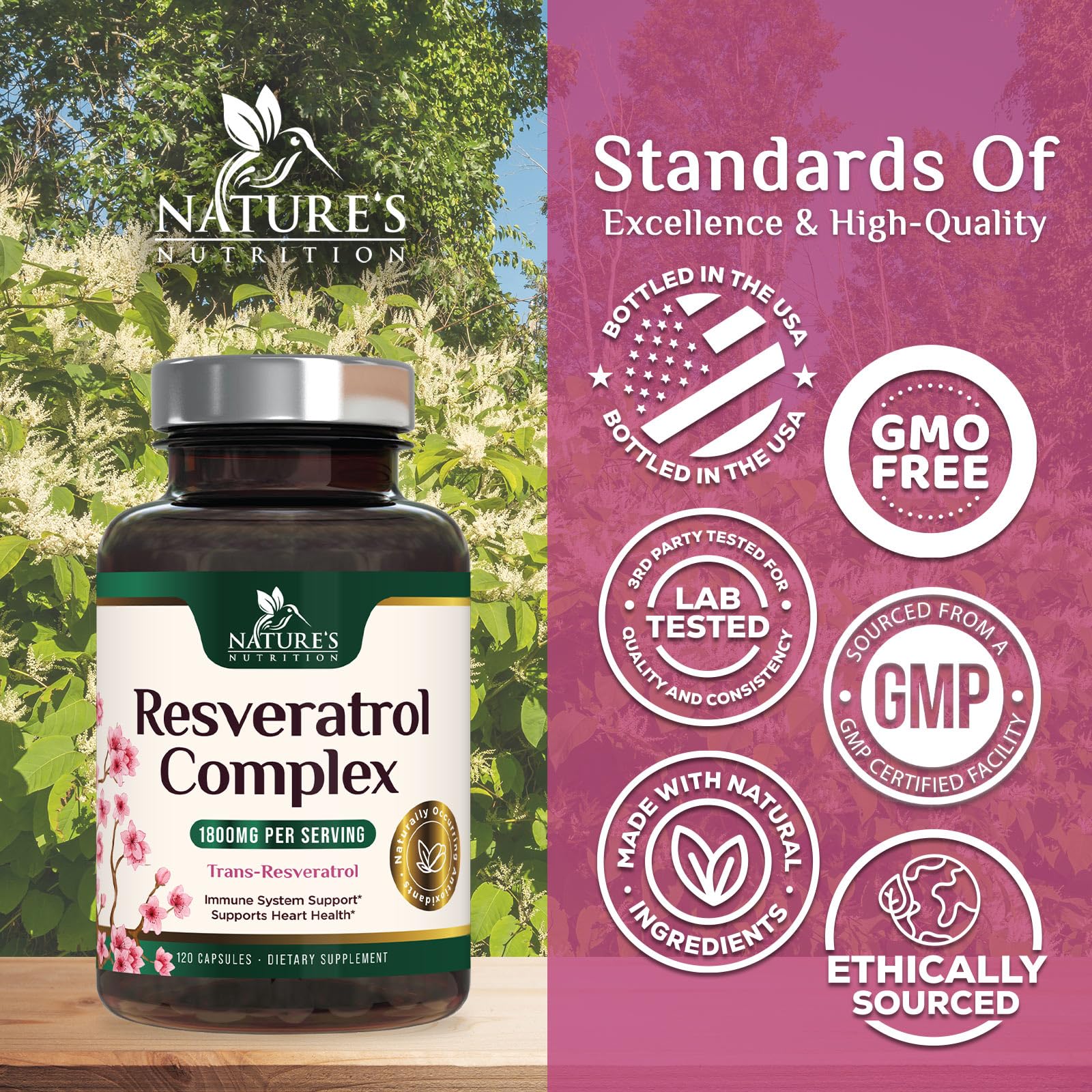 Nature's Nutrition detalle de la etiqueta con ingredientes estandarizados visibles