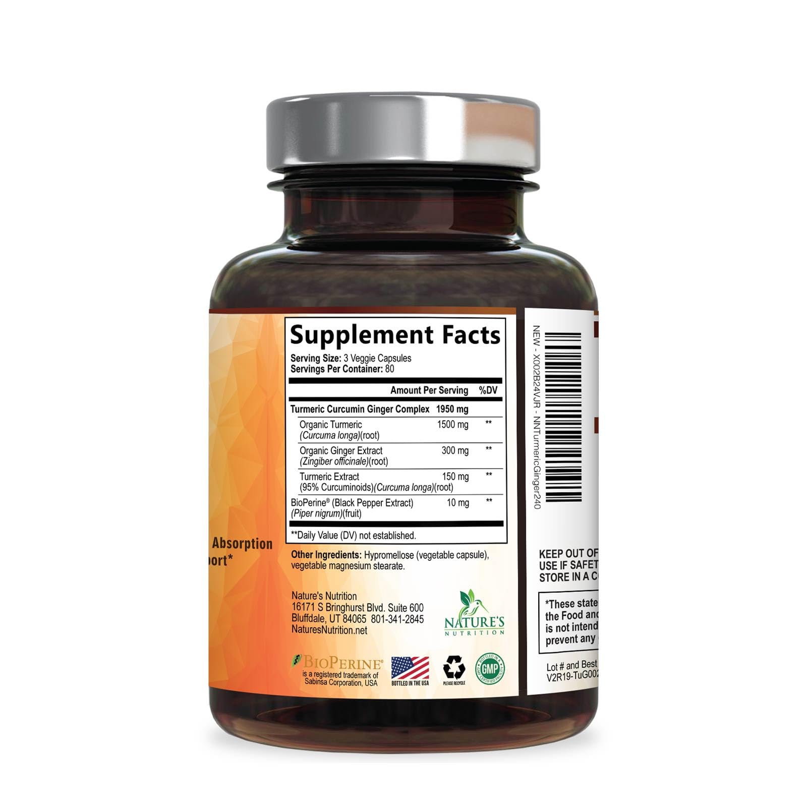 Nature's Nutrition envase lateral con información nutricional clara y confianza