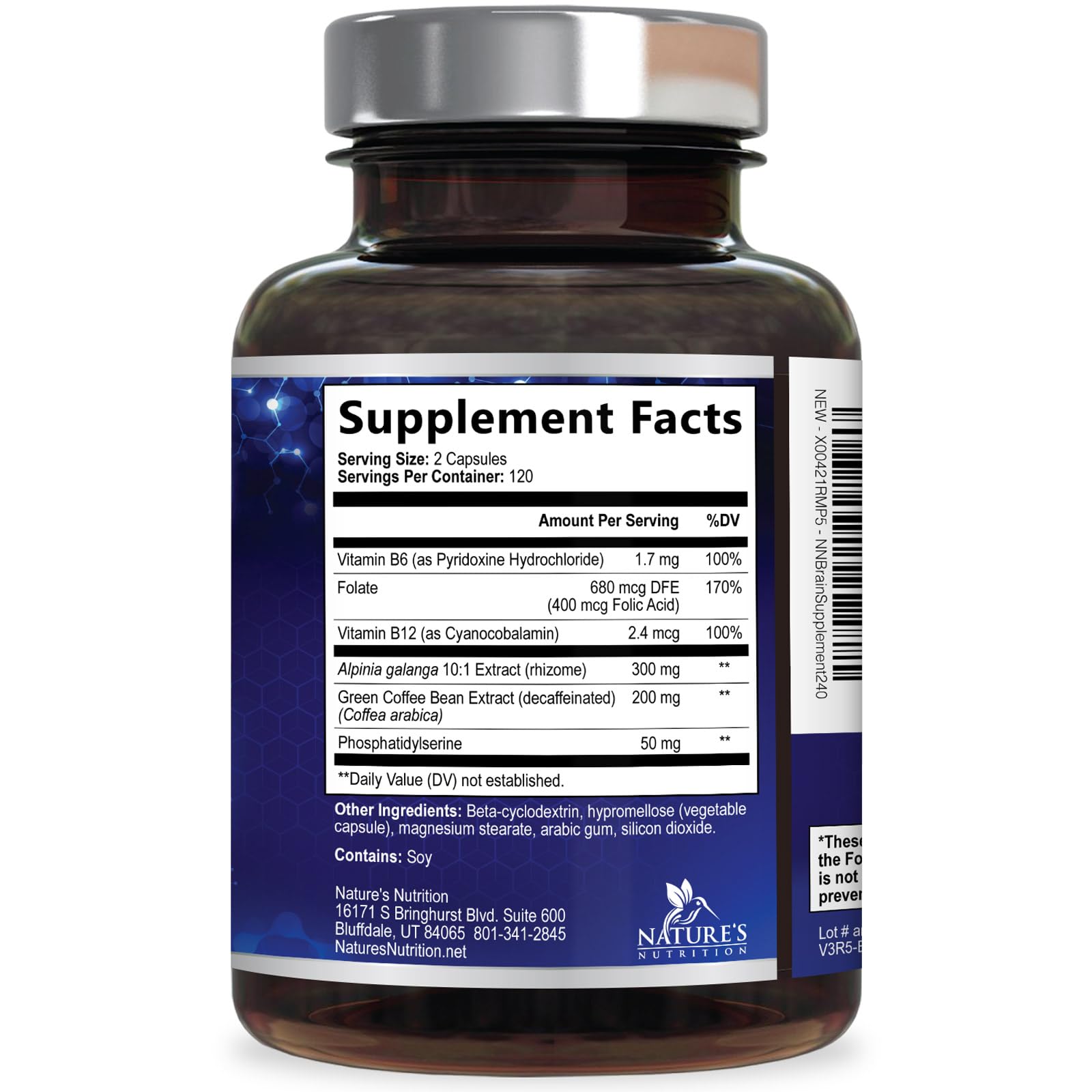 Nature's Nutrition escena de estudio con producto para apoyo en concentración