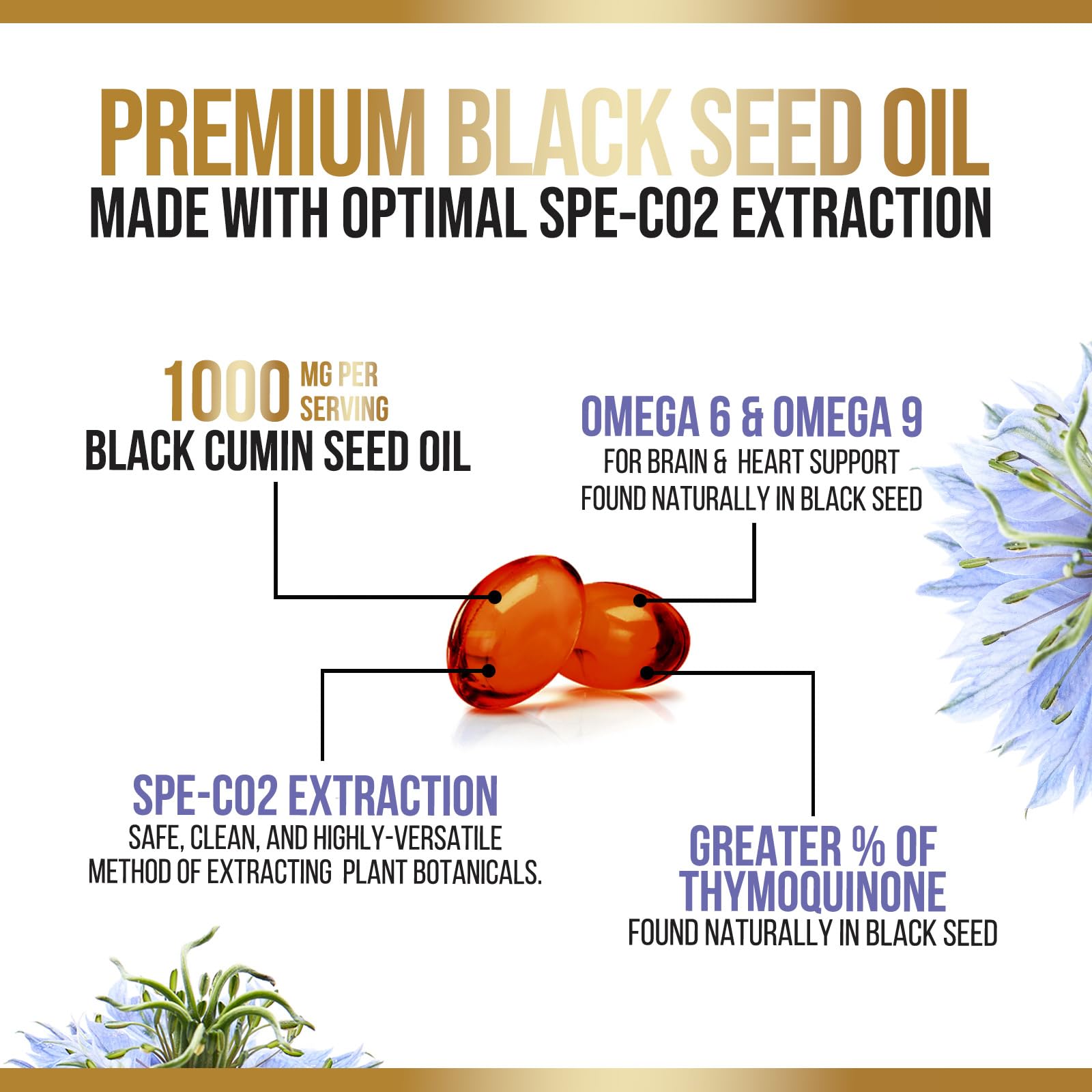 Nature's Nutrition etiqueta Nigella sativa destacando ingredientes puros