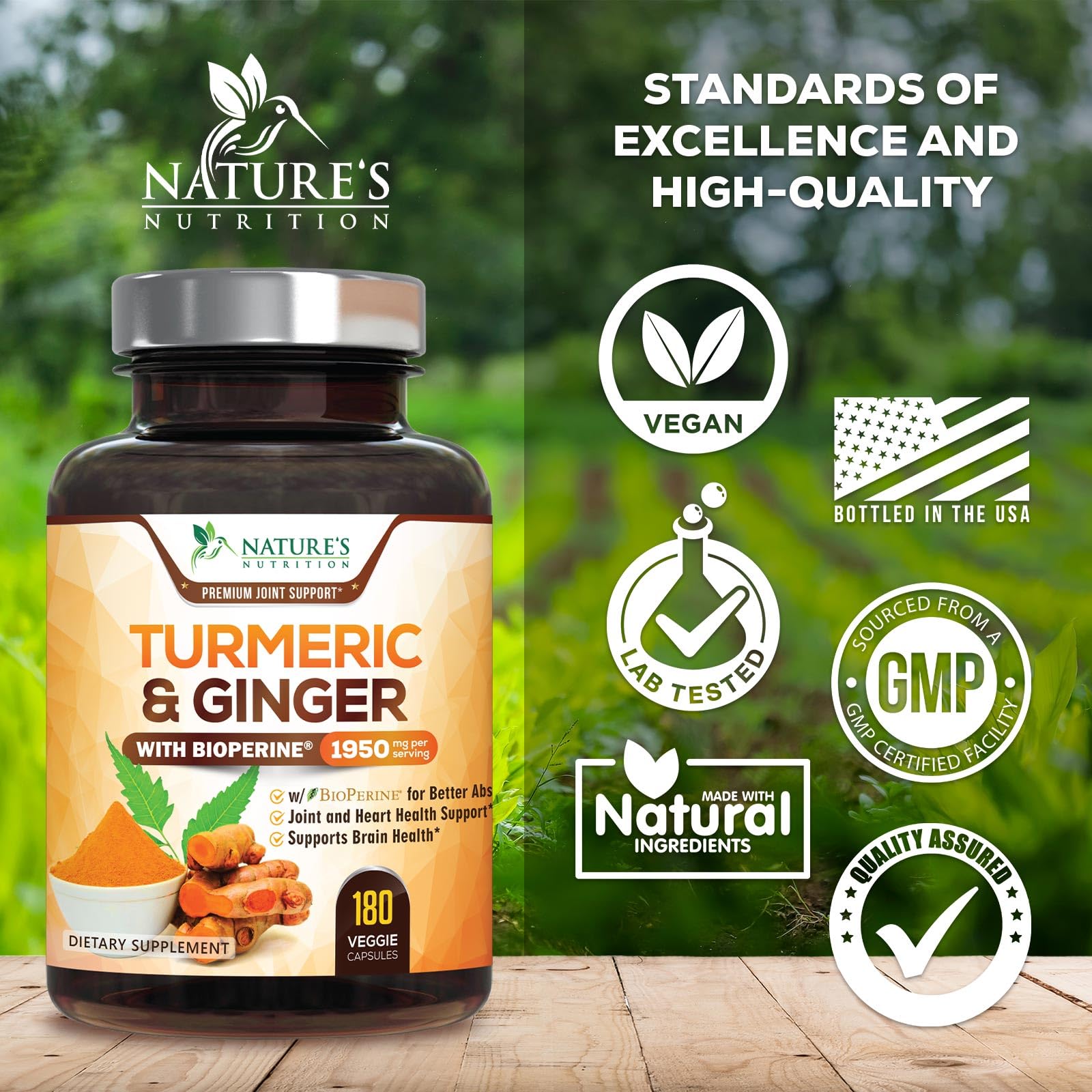 Nature's Nutrition etiqueta nutricional con información de curcuminoides alta