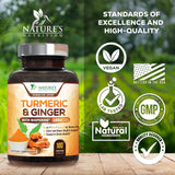 Nature's Nutrition etiqueta nutricional con información de curcuminoides alta