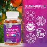Detalle de etiqueta Nature's Nutrition con lista de vitaminas y cumplimiento cGMP