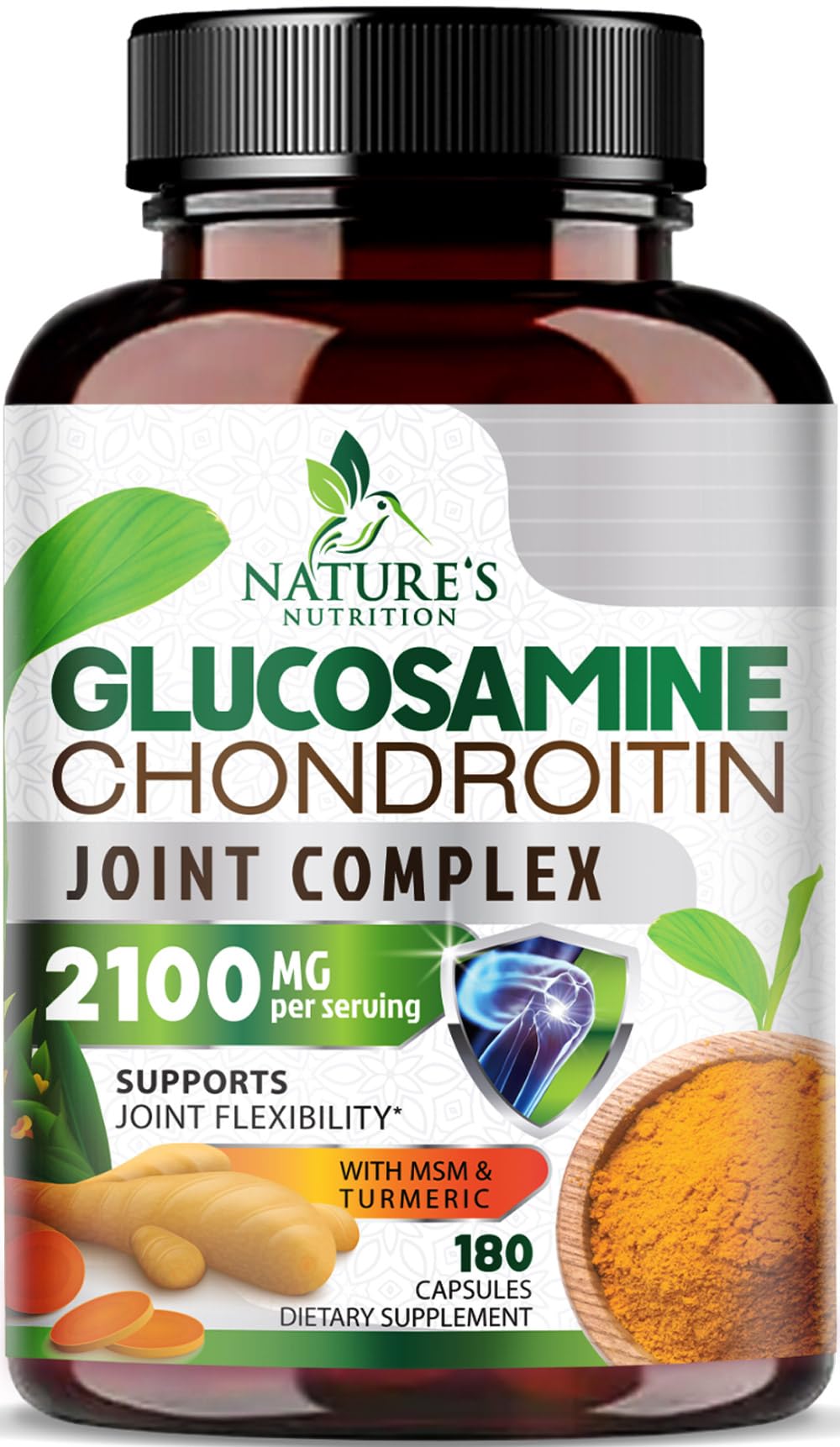 Nature's Nutrition frasco 180 cápsulas mostrando presentación y suministro prolongado