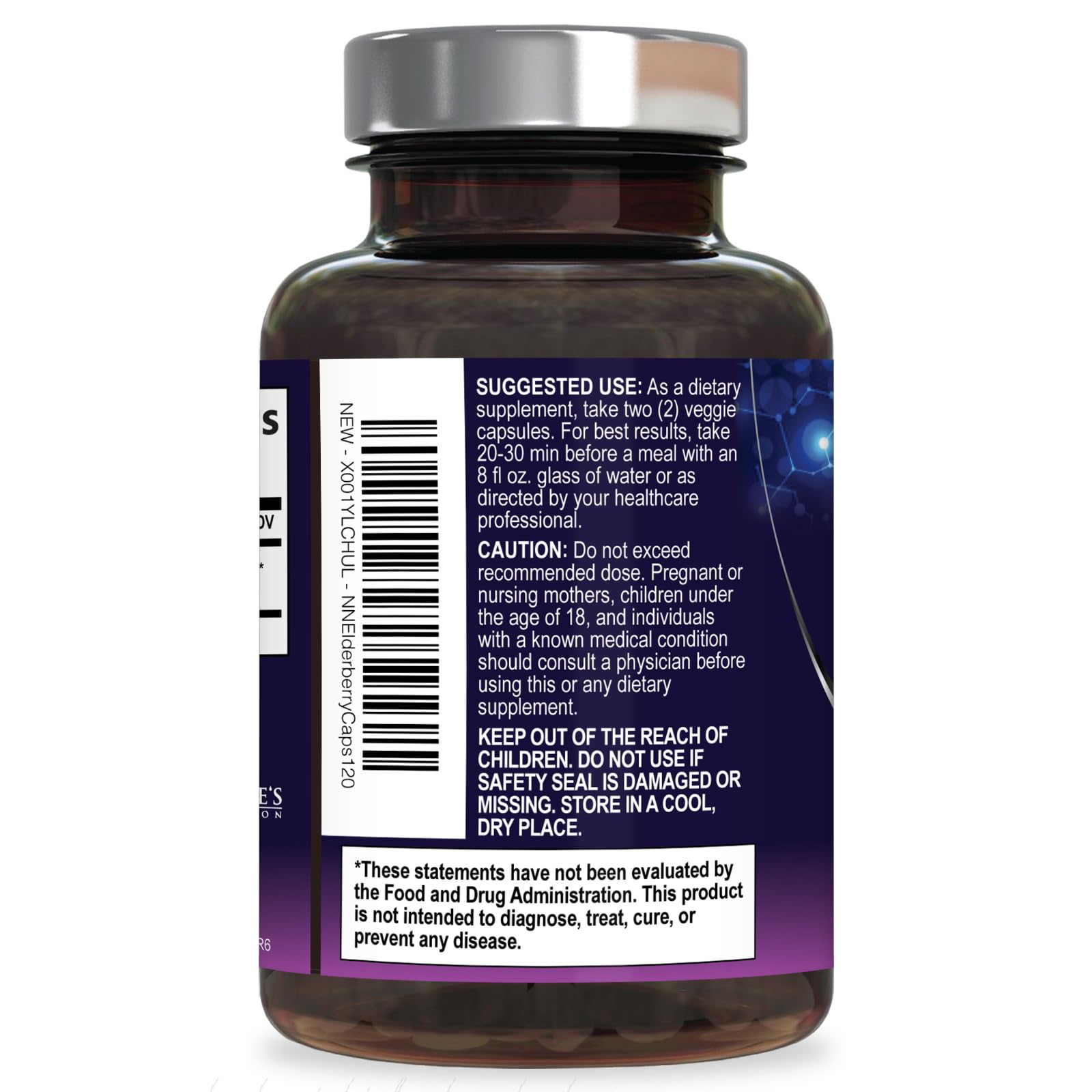 Nature's Nutrition frasco abierto mostrando contenido y cantidad real