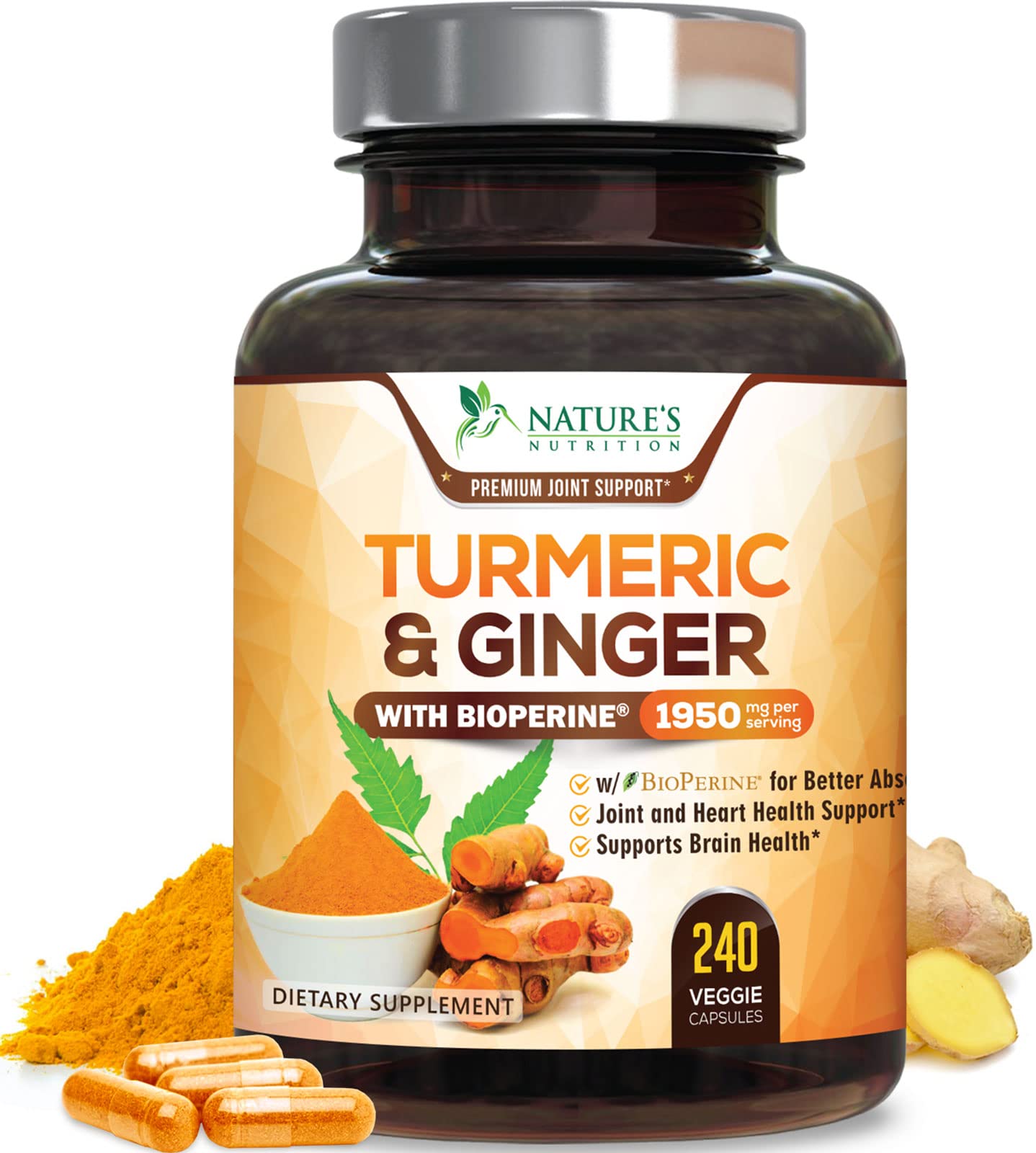 Nature's Nutrition frasco delantero mostrando 240 cápsulas y beneficio de potencia